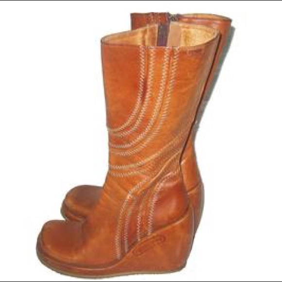Vintage Destroy Patchwork Leather Wedge 